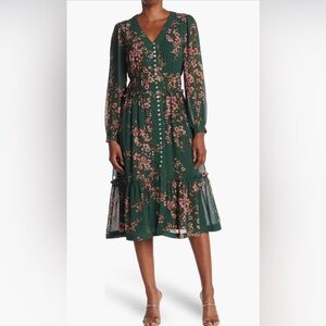 DR2 by Daniel Rainn Floral Button Detail Maxi Dress Sz L NWT